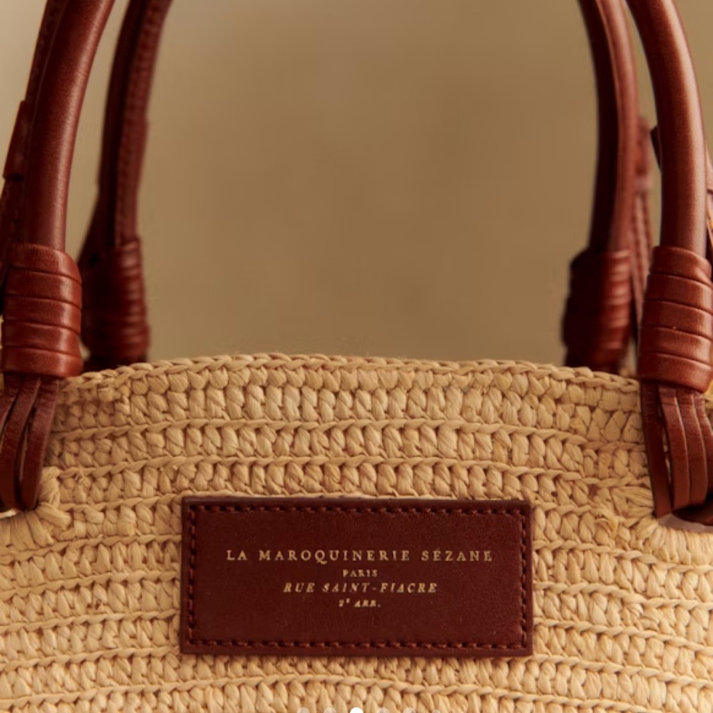Sezane Justine Straw Bucket Bag EUC Medium Raffia - Picture 3 of 9